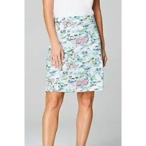 J.Jill Tropical Toile Print Easy Knit Seaside‎ Vacation Skirt Size Small